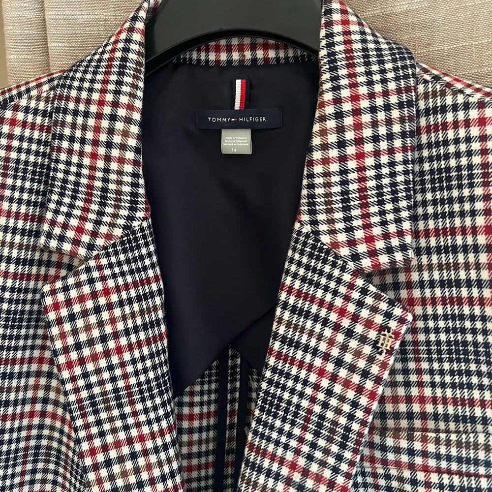 Tommy Hilfiger gingham blazer blue/red (Sz 14)